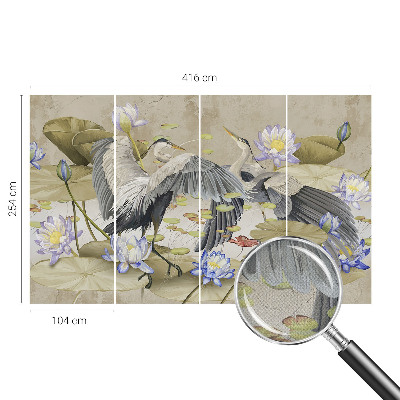 Vintage tapete Vögel und Lilien