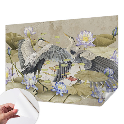 Vintage tapete Vögel und Lilien