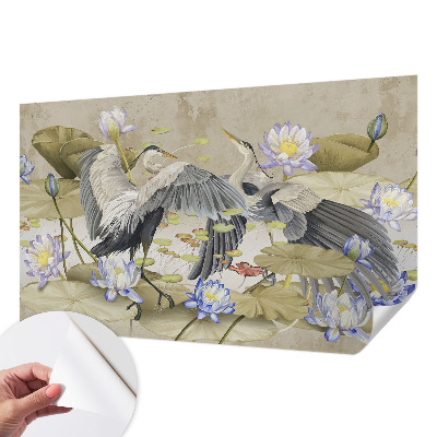 Vintage tapete Vögel und Lilien