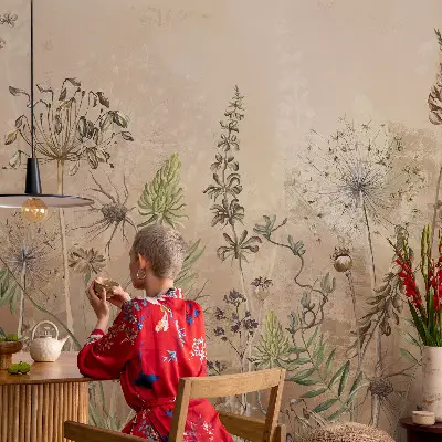 Selbstklebende Fototapete für die Wand mit rustikalem Blumenmotiv