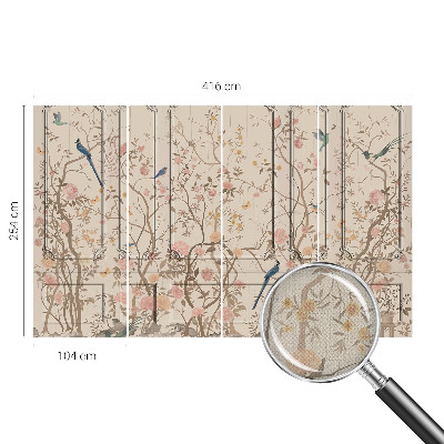 Motivtapete fürs Wohnzimmer Vögel und Blumen