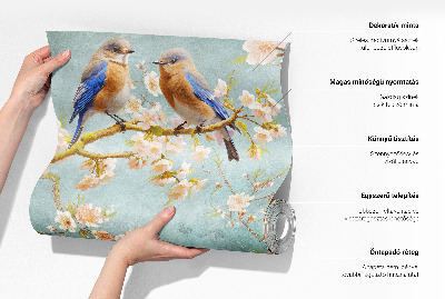 Motivtapete fürs Wohnzimmer Vögel und Blumen