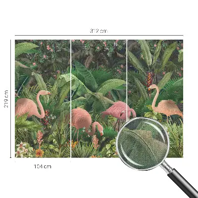 69D-Fototapete fürs Schlafzimmer mit rosa Flamingos