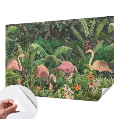 69D-Fototapete fürs Schlafzimmer mit rosa Flamingos