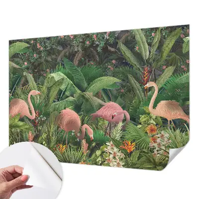 69D-Fototapete fürs Schlafzimmer mit rosa Flamingos