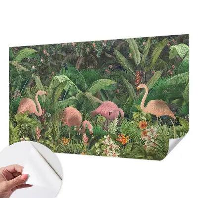 69D-Fototapete fürs Schlafzimmer mit rosa Flamingos