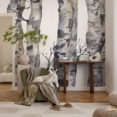 Selbstklebende Fototapete fürs Wohnzimmer mit Motiv eines Espenwaldes