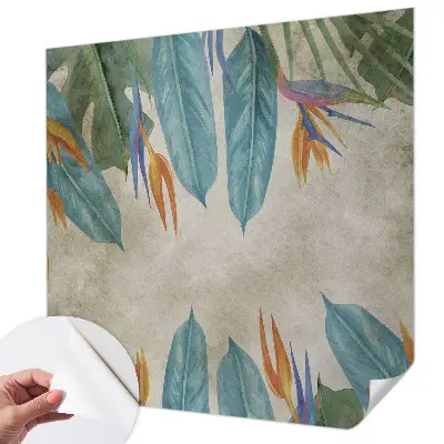 Selbstklebende Fototapete fürs Schlafzimmer mit tropischem Blumenmotiv