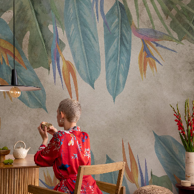 Selbstklebende Fototapete fürs Schlafzimmer Tropische Blumen