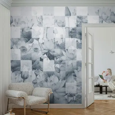 Vintage Tapete mit Lotusblumenmuster