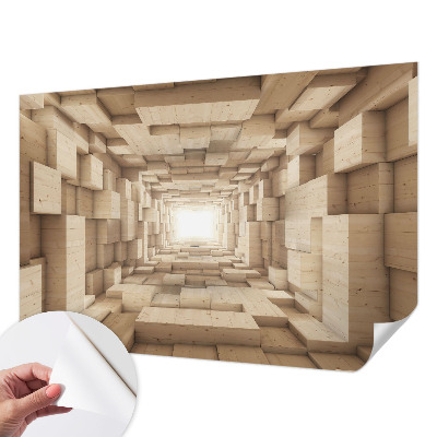 Selbstklebende Fototapete fürs Schlafzimmer mit Motiv eines Holztunnels