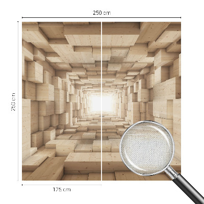 Selbstklebende Fototapete fürs Schlafzimmer mit Motiv eines Holztunnels