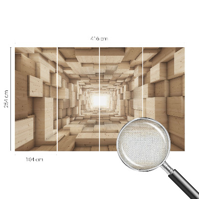 Selbstklebende Fototapete fürs Schlafzimmer mit Motiv eines Holztunnels