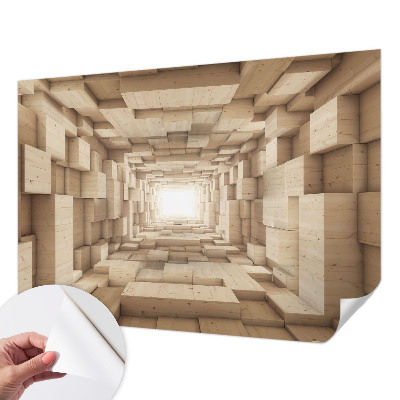 Selbstklebende Fototapete fürs Schlafzimmer mit Motiv eines Holztunnels