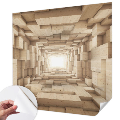 Selbstklebende Fototapete fürs Schlafzimmer mit Motiv eines Holztunnels