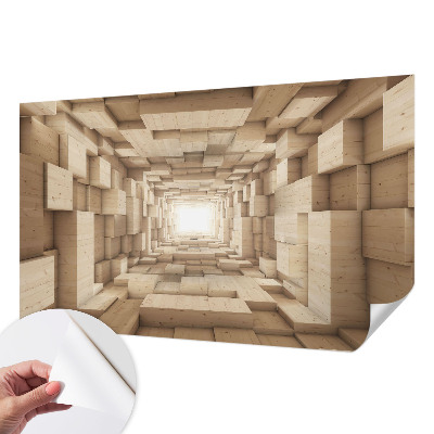 Selbstklebende Fototapete fürs Schlafzimmer mit Motiv eines Holztunnels