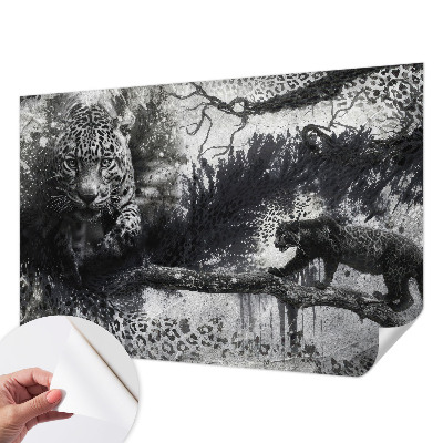 Selbstklebende Fototapete fürs Wohnzimmer mit abstraktem Leopardenmotiv