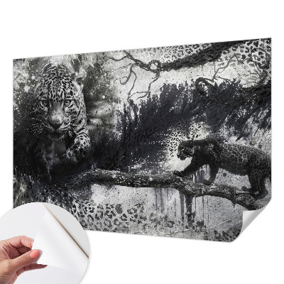 Selbstklebende Fototapete fürs Wohnzimmer mit abstraktem Leopardenmotiv