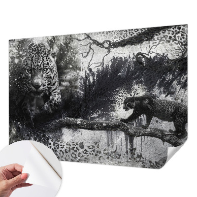 Selbstklebende Fototapete fürs Wohnzimmer mit abstraktem Leopardenmotiv