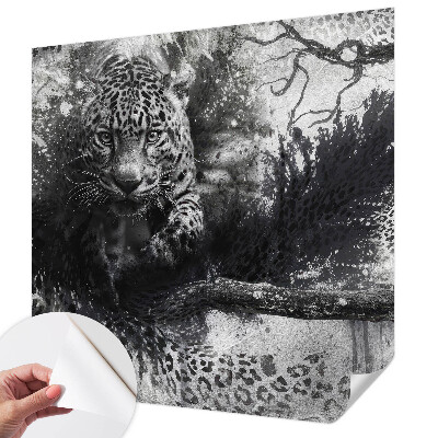 Selbstklebende Fototapete fürs Wohnzimmer mit abstraktem Leopardenmotiv