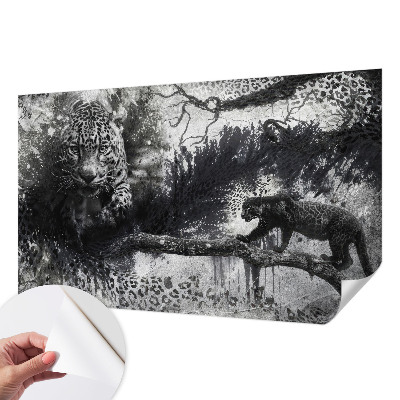 Selbstklebende Fototapete fürs Wohnzimmer mit abstraktem Leopardenmotiv