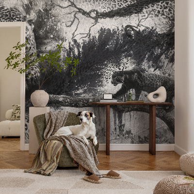 Selbstklebende Fototapete fürs Wohnzimmer mit abstraktem Leopardenmotiv