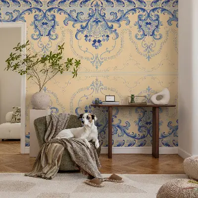 Selbstklebende Fototapete fürs Kinderzimmer mit blauem Ornamentmuster