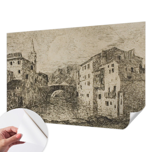 Fototapete in 3D-Optik mit Stadtpanorama