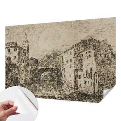 Fototapete in 3D-Optik mit Stadtpanorama