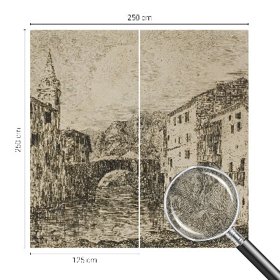 Fototapete in 3D-Optik mit Stadtpanorama