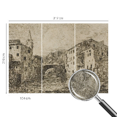 Fototapete in 3D-Optik mit Stadtpanorama