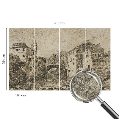 Fototapete in 3D-Optik mit Stadtpanorama