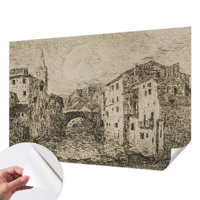 Fototapete in 3D-Optik mit Stadtpanorama