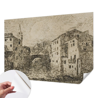 Fototapete in 3D-Optik mit Stadtpanorama