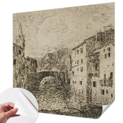 Fototapete in 3D-Optik mit Stadtpanorama