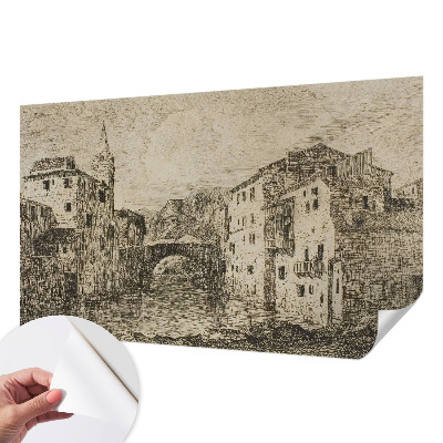 Fototapete in 3D-Optik mit Stadtpanorama