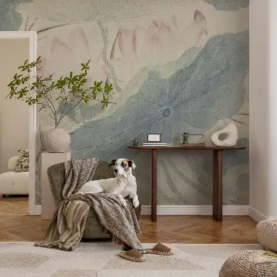 71D-Fototapete fürs Wohnzimmer mit Motiv Lotusblätter