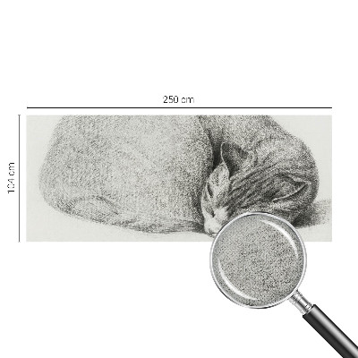 Selbstklebende Fototapete mit zusammengerollter Katzenillustration