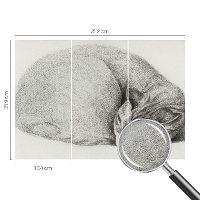 Selbstklebende Fototapete mit zusammengerollter Katzenillustration
