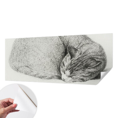 Selbstklebende Fototapete mit zusammengerollter Katzenillustration