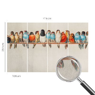 Selbstklebende Fototapete für die Wand Vögel auf einem Ast