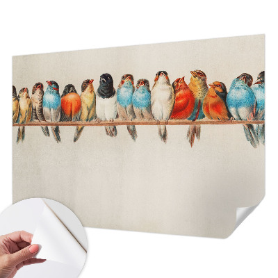 Selbstklebende Fototapete für die Wand mit dem Motiv von Vögeln auf einem Ast