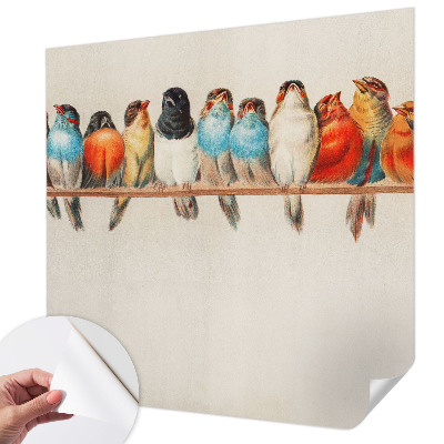 Selbstklebende Fototapete für die Wand mit dem Motiv von Vögeln auf einem Ast