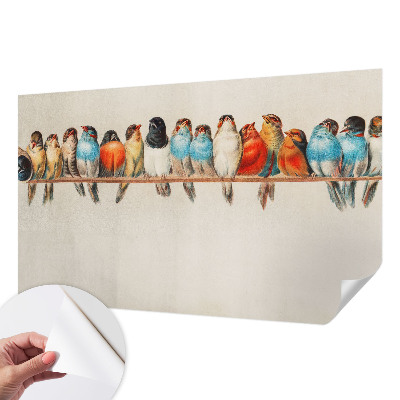 Selbstklebende Fototapete für die Wand mit dem Motiv von Vögeln auf einem Ast