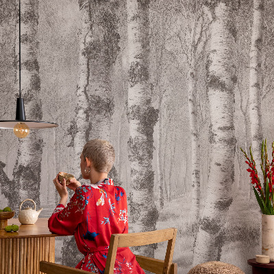 Moderne Fototapete nach Maß Birkenwald