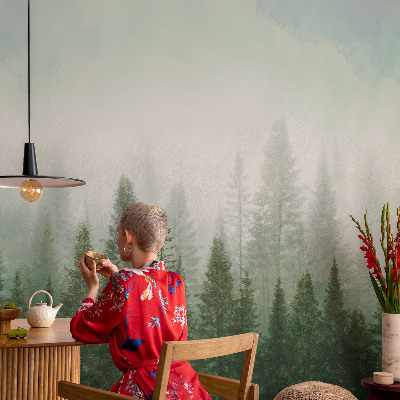 74D-Fototapete fürs Schlafzimmer mit dem Motiv eines Wolfes im Wald für Schlafzimmerwand