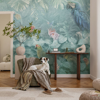 Motivtapete fürs Wohnzimmer mit exotischem Vogelmotiv