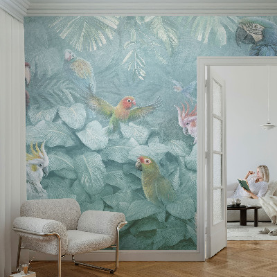 Motivtapete fürs Wohnzimmer mit exotischem Vogelmotiv