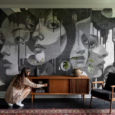 Vintage tapete Frauengesichter