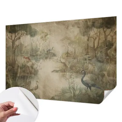 Selbstklebende Fototapete fürs Schlafzimmer mit einer Waldszene
